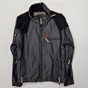 Marker Gray Full Zip Pockets Gorpcore Hiking Hooded Performance Jacket Size 6